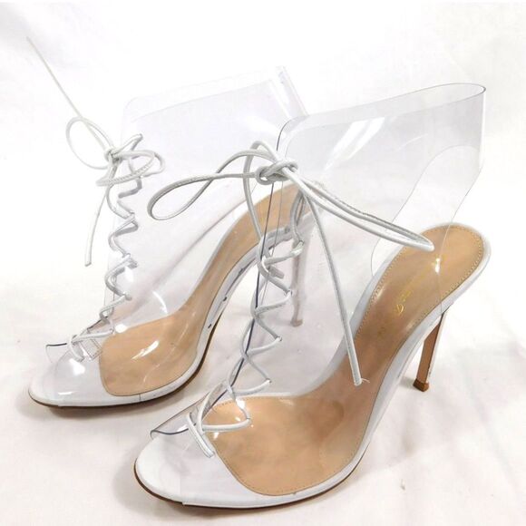 Gianvito Rossi Helmut PVC Lace Up Ankle Booties 37 - Picture 1 of 10